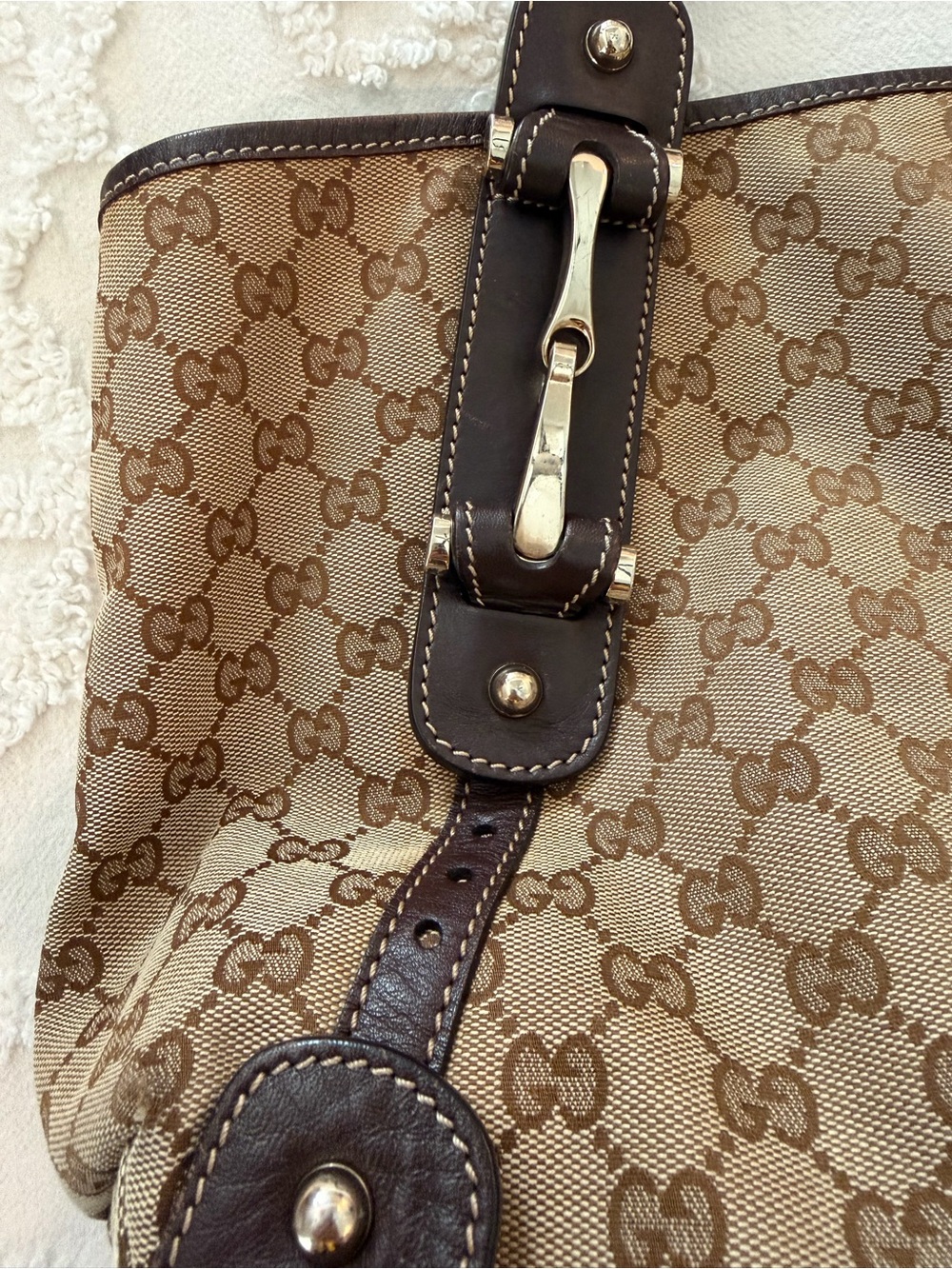 Gucci GG Canvas Braided-Handle Shoulder Bag - Picture 7 of 13